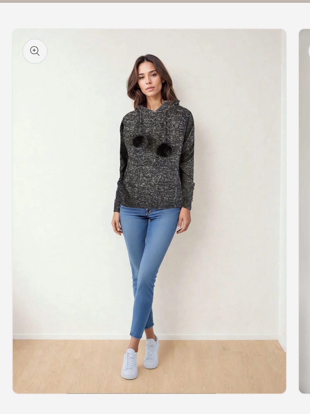 Dantelle Charcoal Pom-Pom Hooded Sweater Large